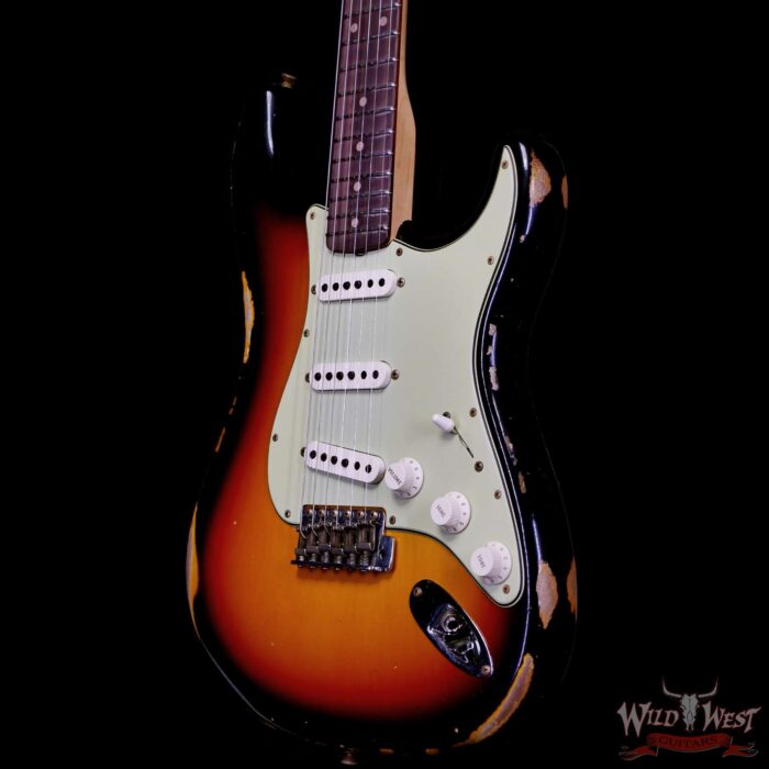 Fender Custom Shop 1962 Stratocaster Hand-Wound Pickups AAA Dark Rosewood Slab Board Relic 3 Tone Sunburst 7.50 LBS - Image 2