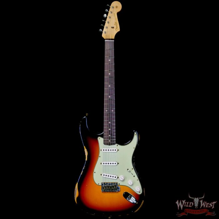 Fender Custom Shop 1962 Stratocaster Hand-Wound Pickups AAA Dark Rosewood Slab Board Relic 3 Tone Sunburst 7.50 LBS - Image 3