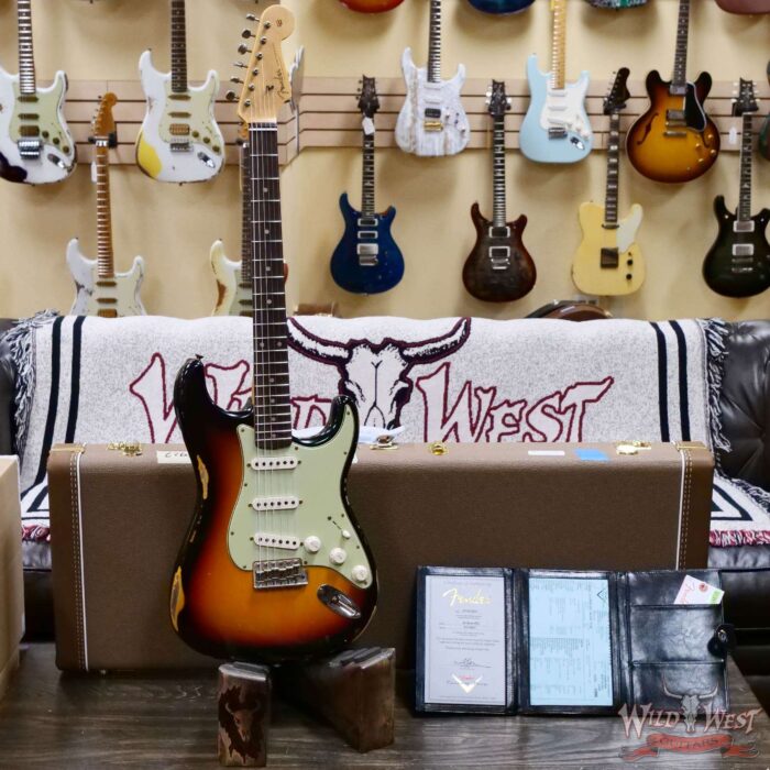 Fender Custom Shop 1962 Stratocaster Hand-Wound Pickups AAA Dark Rosewood Slab Board Relic 3 Tone Sunburst 7.50 LBS - Image 6