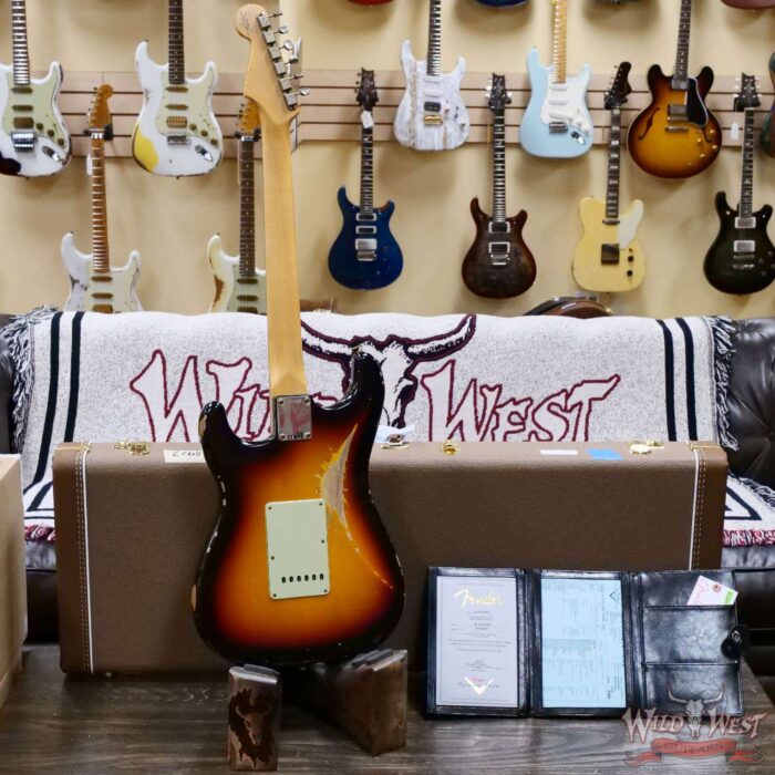 Fender Custom Shop 1962 Stratocaster Hand-Wound Pickups AAA Dark Rosewood Slab Board Relic 3 Tone Sunburst 7.50 LBS - Image 10