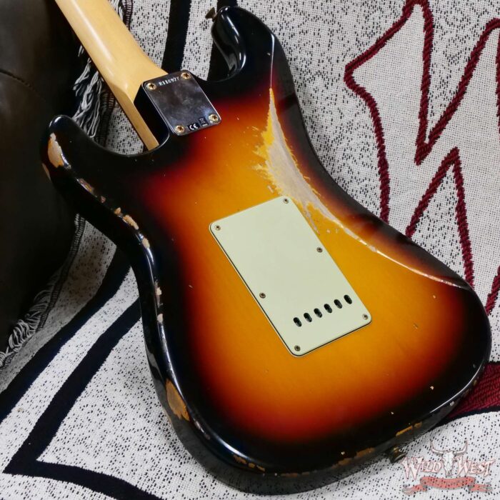 Fender Custom Shop 1962 Stratocaster Hand-Wound Pickups AAA Dark Rosewood Slab Board Relic 3 Tone Sunburst 7.50 LBS - Image 12