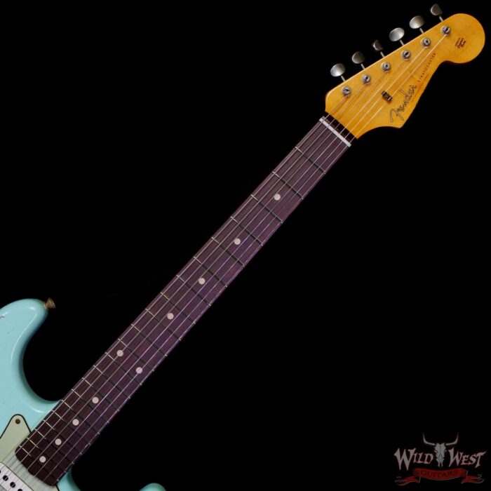 Fender Custom Shop 1962 Stratocaster Hand-Wound Pickups AAA Dark Rosewood Slab Board Relic Surf Green 7.50 LBS - Image 4