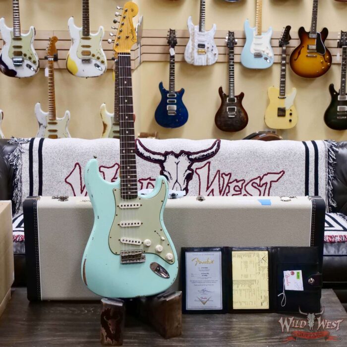 Fender Custom Shop 1962 Stratocaster Hand-Wound Pickups AAA Dark Rosewood Slab Board Relic Surf Green 7.50 LBS - Image 6