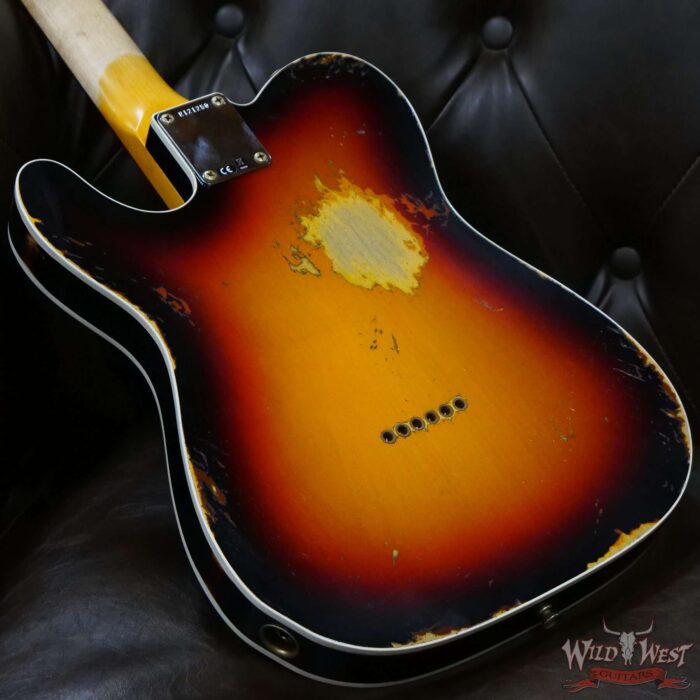 Fender Custom Shop 1962 Telecaster Custom Rosewood Slab Board Hand-Wound Pickups Heavy Relic 3 Tone Sunburst - Image 12