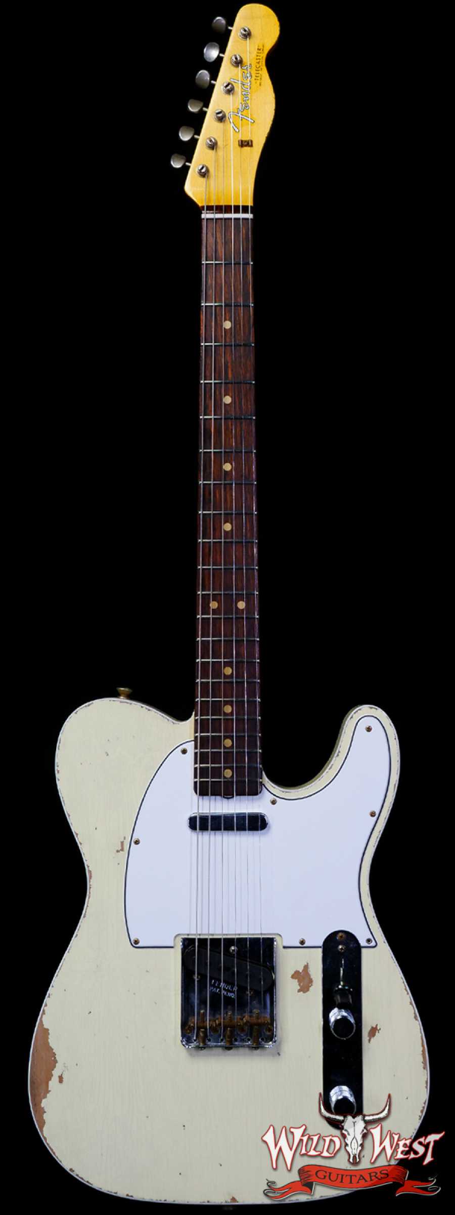 fendercs-62telecst-hr-vwt-r120455-main__wwg_large.jpg Fender Custom Shop 1962 Telecaster Custom Rosewood Slab Board Hand-Wound Pickups Relic Vintage White - Image 1