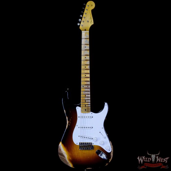 Fender Custom Shop Limited Edition 70th Anniversary 1954 Stratocaster Heavy Relic Wide Fade 2 Tone Sunburst 7.65 LBS - Image 3