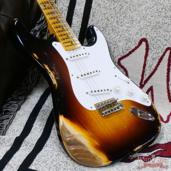 Fender Custom Shop Limited Edition 70th Anniversary 1954 Stratocaster Heavy Relic Wide Fade 2 Tone Sunburst 7.65 LBS - Image 8