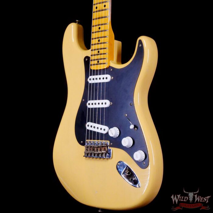 Fender Custom Shop Limited Edition 70th Anniversary 1954 Stratocaster Journeyman Relic Nocaster Blonde with Black Pickguard 7.50 LBS - Image 2
