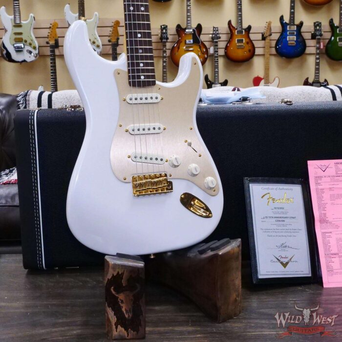 Fender Custom Shop Limited Edition 75th Anniversary Stratocaster 5A Birdseye Maple Neck Rosewood Fingerboard NOS Diamond White Pearl - Image 9