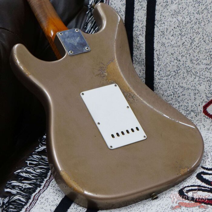Fender Custom Shop Andy Hicks Masterbuilt 1961 Stratocaster Roasted Flame Maple Neck Brazilian Rosewood Board Relic Shoreline Gold - Image 12