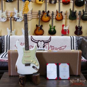 Fender Custom Shop Andy Hicks Masterbuilt 1961 Stratocaster Hardtail Brazilian Rosewood Slab Board Relic Olympic White - Image 6