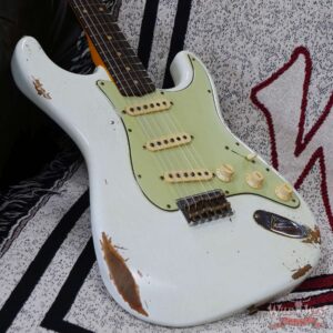 Fender Custom Shop Andy Hicks Masterbuilt 1961 Stratocaster Hardtail Brazilian Rosewood Slab Board Relic Olympic White - Image 8