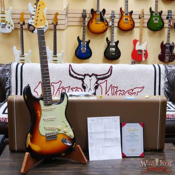 Fender Custom Shop Andy Hicks Masterbuilt 1961 Stratocaster Hardtail Brazilian Rosewood Slab Board Relic 3 Tone Sunburst - Image 6