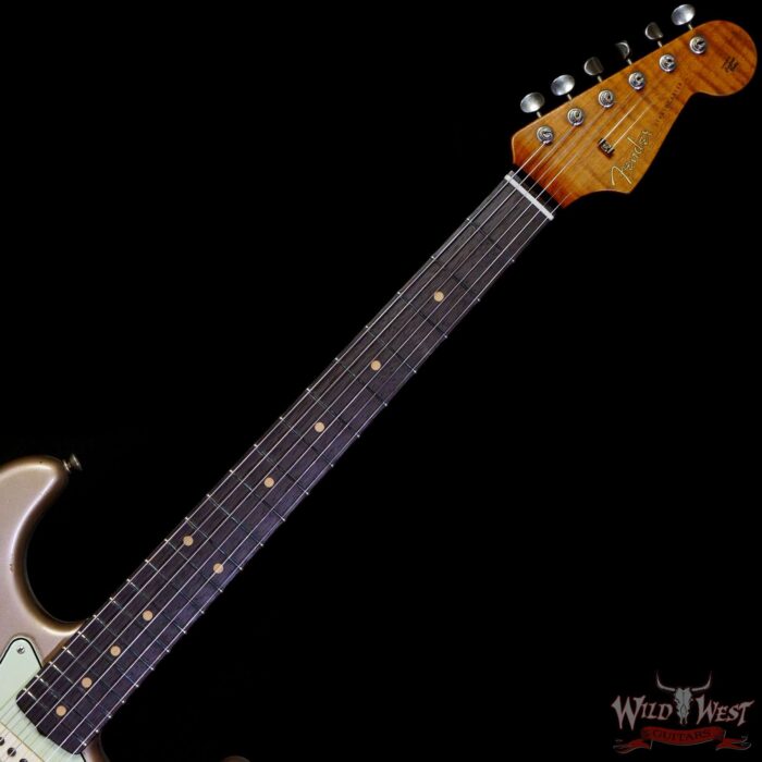 Fender Custom Shop Andy Hicks Masterbuilt 1961 Stratocaster Roasted Flame Maple Neck Brazilian Rosewood Board Relic Shoreline Gold - Image 4
