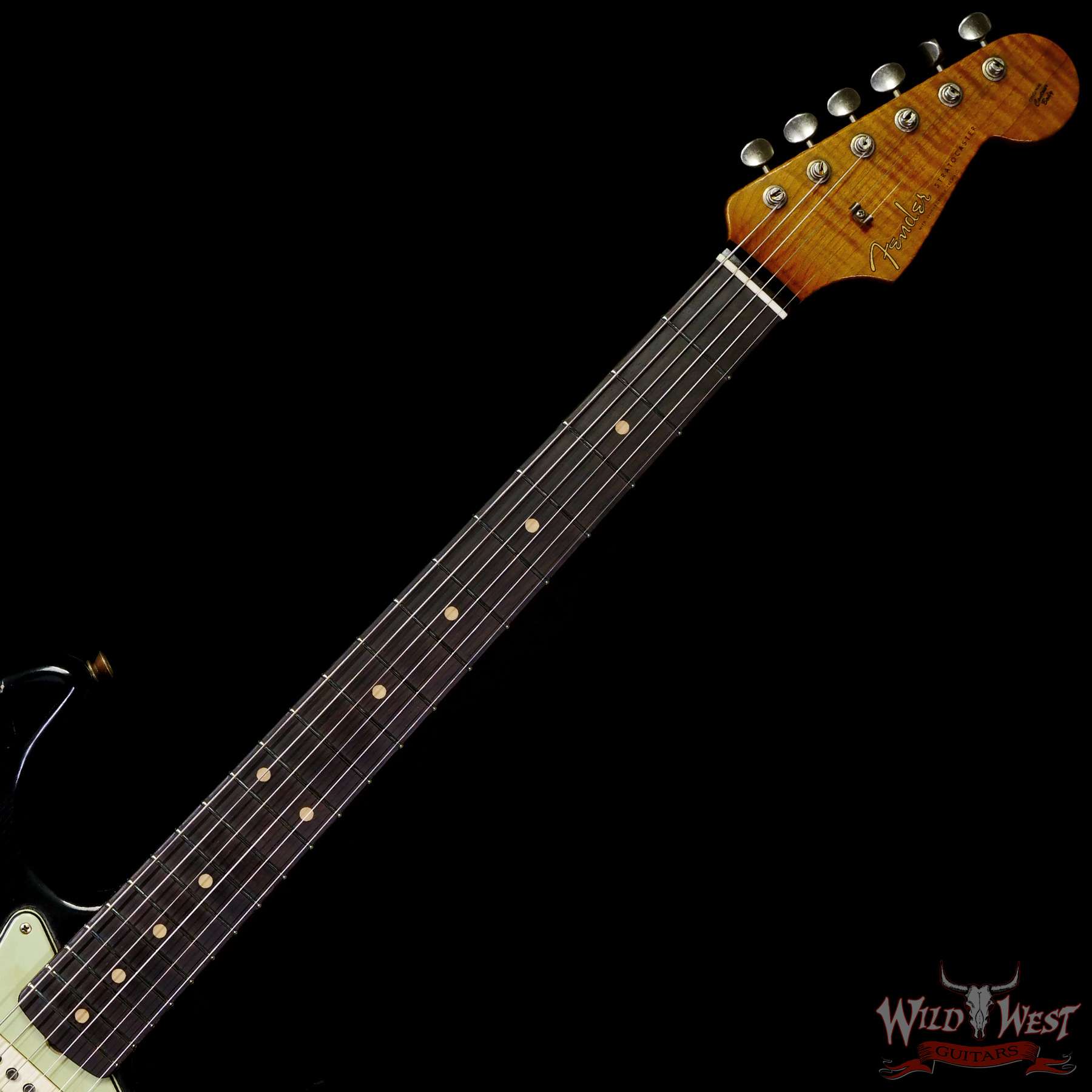 fendercs-ah0218-c2__wwg.jpg Fender Custom Shop Andy Hicks Masterbuilt 1961 Stratocaster Roasted Flame Maple Neck Brazilian Rosewood Board Relic Black - Image 4