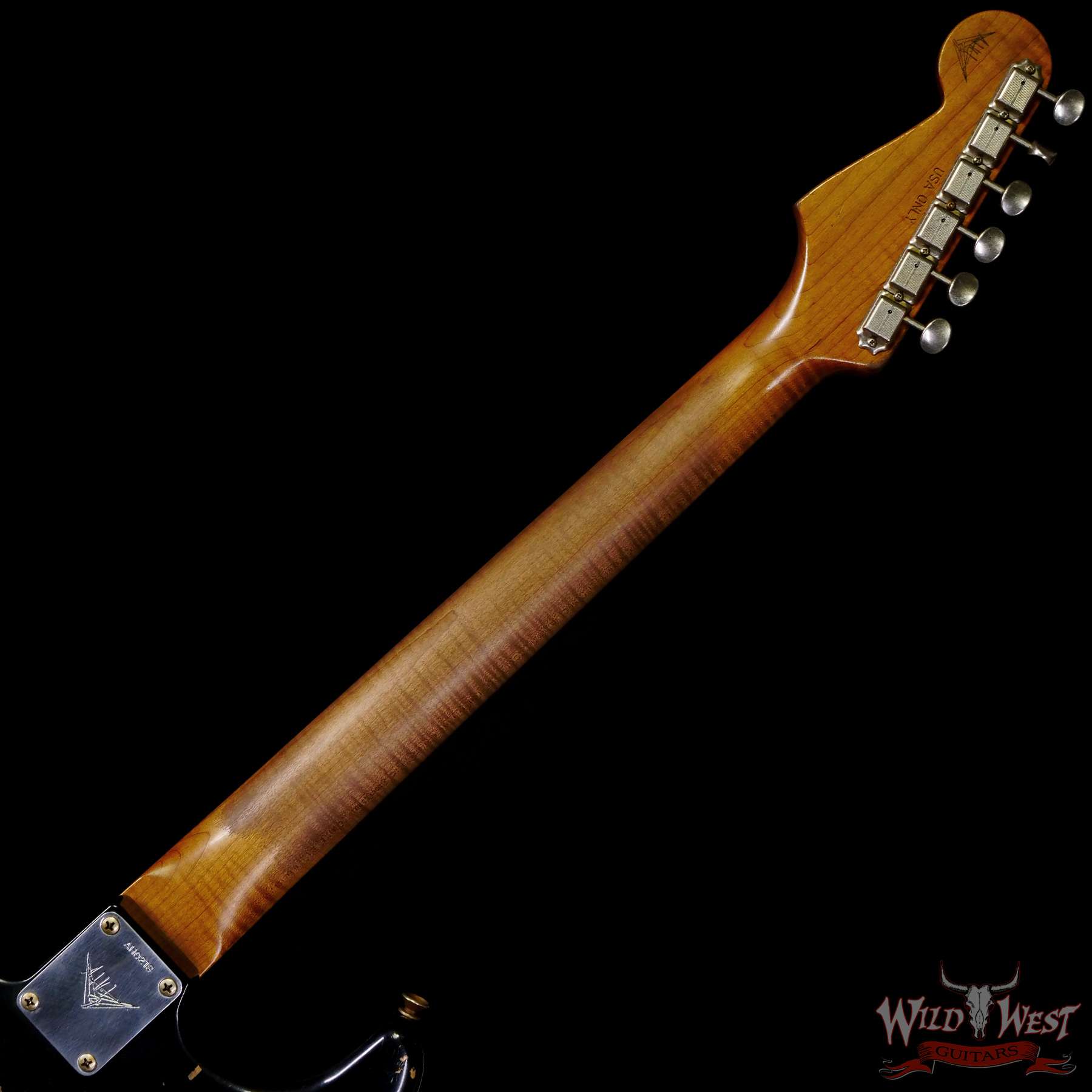 fendercs-ah0218-c3__wwg.jpg Fender Custom Shop Andy Hicks Masterbuilt 1961 Stratocaster Roasted Flame Maple Neck Brazilian Rosewood Board Relic Black - Image 5