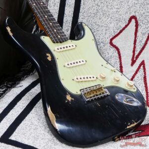 Fender Custom Shop Andy Hicks Masterbuilt 1961 Stratocaster Roasted Flame Maple Neck Brazilian Rosewood Board Relic Black - Image 8