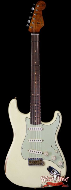 Fender Custom Shop Andy Hicks Masterbuilt 1961 Stratocaster Roasted Flame Maple Neck Brazilian Rosewood Board Relic Vintage White