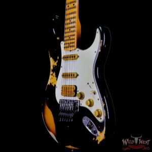 Fender Custom Shop Wild West Black Lightning Stratocaster HSS Floyd Rose Maple Board 21 Frets Heavy Relic 2 Tone Sunburst - Image 2