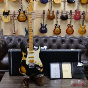 Fender Custom Shop Wild West Black Lightning Stratocaster HSS Floyd Rose Maple Board 21 Frets Heavy Relic 2 Tone Sunburst - Image 6