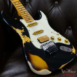 Fender Custom Shop Wild West Black Lightning Stratocaster HSS Floyd Rose Maple Board 21 Frets Heavy Relic 2 Tone Sunburst - Image 8