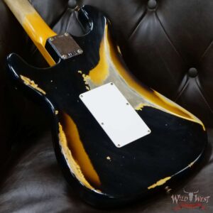 Fender Custom Shop Wild West Black Lightning Stratocaster HSS Floyd Rose Maple Board 21 Frets Heavy Relic 2 Tone Sunburst - Image 11