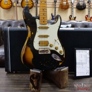 Fender Custom Shop Wild West Black Lightning 2.0 Stratocaster HSS Maple Board 21 Frets Heavy Relic 2 Tone Sunburst - Image 8