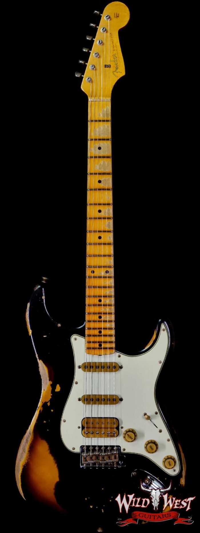 Fender Custom Shop Wild West Black Lightning 2.0 Stratocaster HSS Maple Board 21 Frets Heavy Relic 2 Tone Sunburst - Image 1
