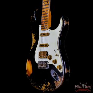 Fender Custom Shop Wild West Black Lightning 2.0 Stratocaster HSS Maple Board 21 Frets Heavy Relic 2 Tone Sunburst - Image 2