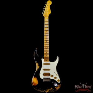 Fender Custom Shop Wild West Black Lightning 2.0 Stratocaster HSS Maple Board 21 Frets Heavy Relic 2 Tone Sunburst - Image 3