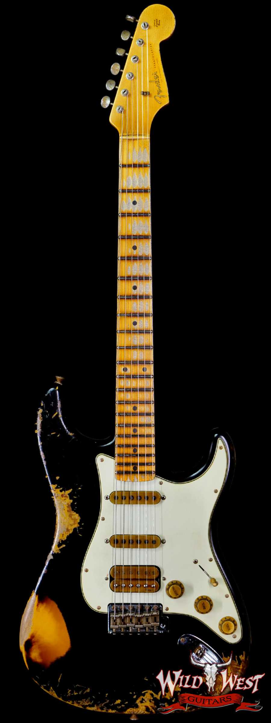 fendercs-bl-r114820-main__wwg_large.jpg Fender Custom Shop Wild West Black Lightning 2.0 Stratocaster HSS Maple Board 21 Frets Heavy Relic 2 Tone Sunburst - Image 1