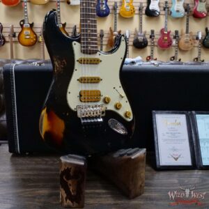 Fender Custom Shop Wild West Black Lightning Stratocaster HSS Floyd Rose Rosewood Board 21 Frets Heavy Relic 3 Tone Sunburst - Image 8