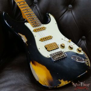 Fender Custom Shop Wild West Black Lightning 2.0 Stratocaster HSS Maple Board 22 Frets Heavy Relic 2 Tone Sunburst - Image 8
