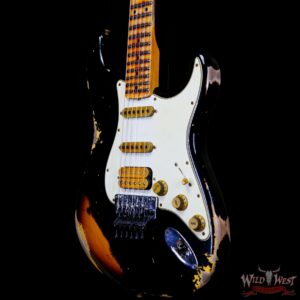Fender Custom Shop Wild West Black Lightning Stratocaster HSS Floyd Rose Maple Board 21 Frets Heavy Relic 2 Tone Sunburst - Image 2