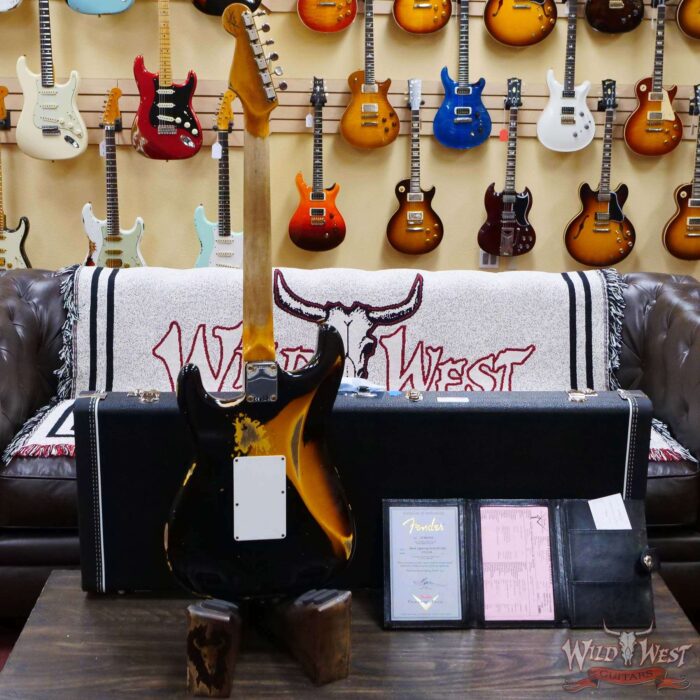 Fender Custom Shop Wild West Black Lightning Stratocaster HSS Floyd Rose Maple Board 21 Frets Heavy Relic 2 Tone Sunburst - Image 9