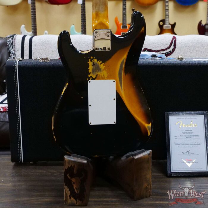 Fender Custom Shop Wild West Black Lightning Stratocaster HSS Floyd Rose Maple Board 21 Frets Heavy Relic 2 Tone Sunburst - Image 11