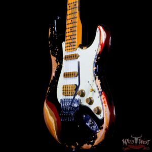 Fender Custom Shop Wild West Black Lightning Stratocaster HSS Floyd Rose Maple Board 22 Frets Heavy Relic Candy Apple Red - Image 2