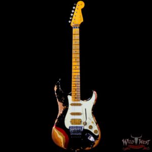 Fender Custom Shop Wild West Black Lightning Stratocaster HSS Floyd Rose Maple Board 22 Frets Heavy Relic Candy Apple Red - Image 3