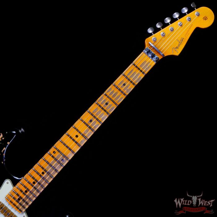 Fender Custom Shop Wild West Black Lightning Stratocaster HSS Floyd Rose Maple Board 22 Frets Heavy Relic Candy Apple Red - Image 4
