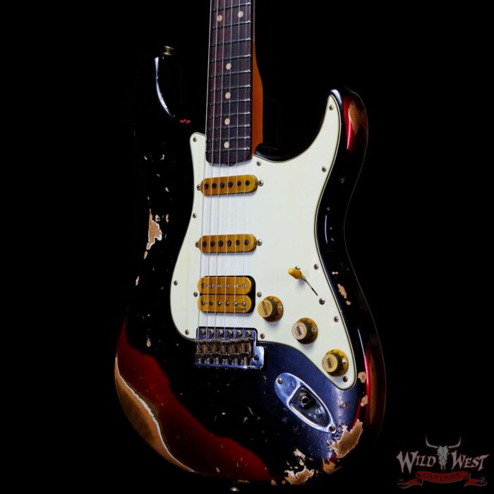 Fender Custom Shop Wild West Black Lightning 2.0 Stratocaster HSS Rosewood Board 21 Frets Heavy Relic Candy Apple Red - Image 2