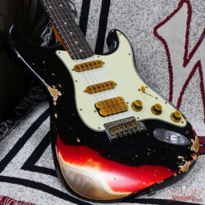 Fender Custom Shop Wild West Black Lightning 2.0 Stratocaster HSS Rosewood Board 21 Frets Heavy Relic Candy Apple Red - Image 8