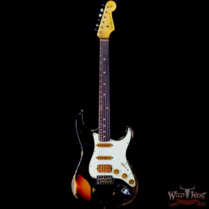 Fender Custom Shop Wild West Black Lightning 2.0 Stratocaster HSS Rosewood Board 22 Frets Heavy Relic 3 Tone Sumburst - Image 3