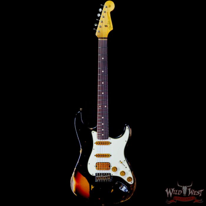 Fender Custom Shop Wild West Black Lightning 2.0 Stratocaster HSS Rosewood Board 22 Frets Heavy Relic 3 Tone Sumburst - Image 3