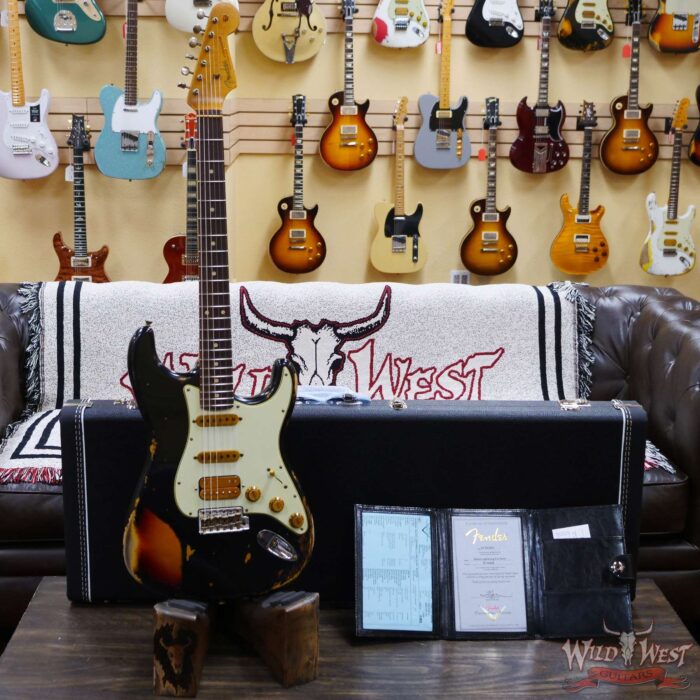 Fender Custom Shop Wild West Black Lightning 2.0 Stratocaster HSS Rosewood Board 22 Frets Heavy Relic 3 Tone Sumburst - Image 6