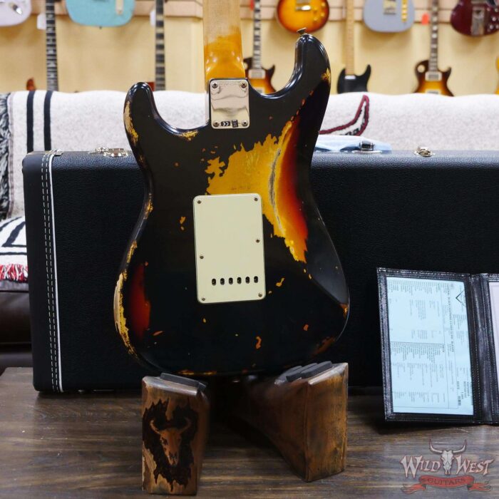 Fender Custom Shop Wild West Black Lightning 2.0 Stratocaster HSS Rosewood Board 22 Frets Heavy Relic 3 Tone Sumburst - Image 11
