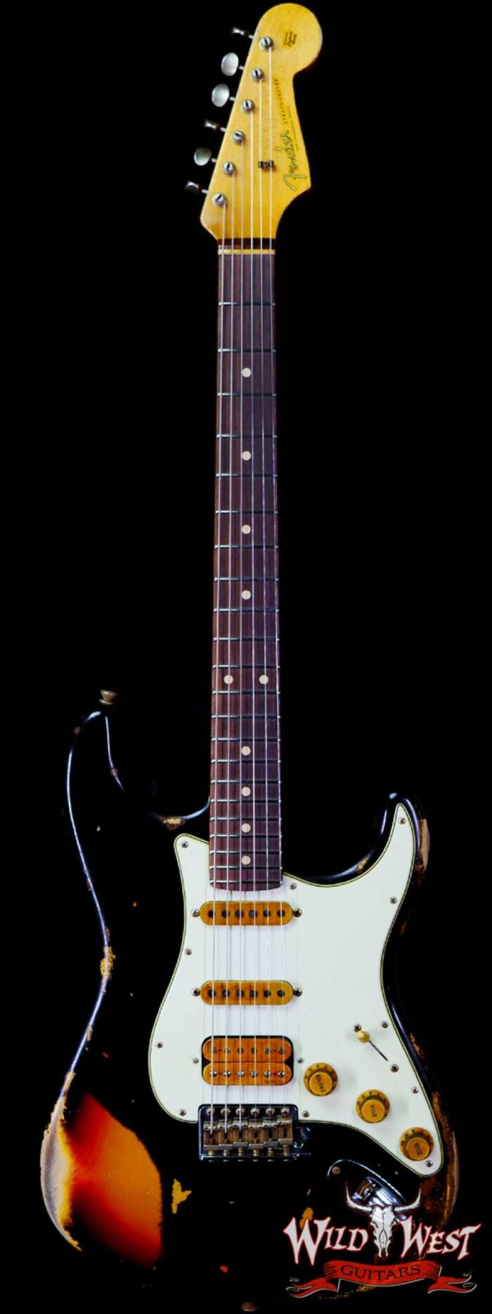 Fender Custom Shop Wild West Black Lightning 2.0 Stratocaster HSS Rosewood Board 22 Frets Heavy Relic 3 Tone Sumburst - Image 1