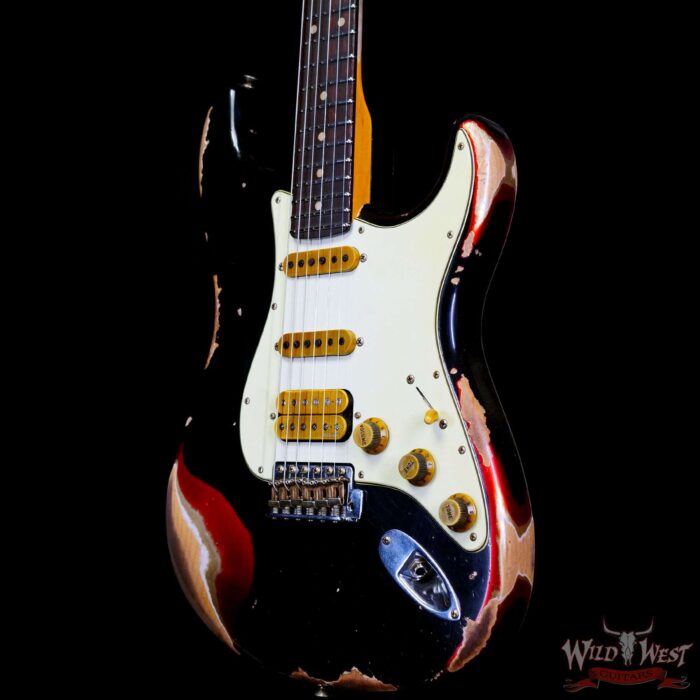 Fender Custom Shop Wild West Black Lightning 2.0 Stratocaster HSS Rosewood Board 22 Frets Heavy Relic Candy Apple Red - Image 2