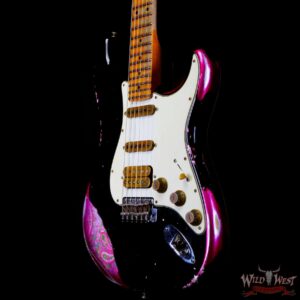 Fender Custom Shop Wild West Black Lightning 2.0 Stratocaster HSS Maple Board 22 Frets Heavy Relic Pink Paisley - Image 2