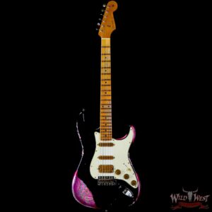 Fender Custom Shop Wild West Black Lightning 2.0 Stratocaster HSS Maple Board 22 Frets Heavy Relic Pink Paisley - Image 3