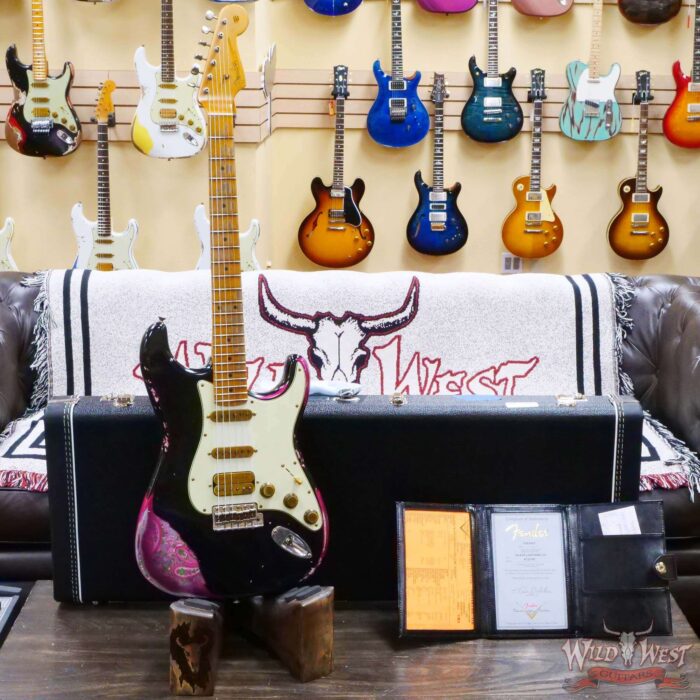 Fender Custom Shop Wild West Black Lightning 2.0 Stratocaster HSS Maple Board 22 Frets Heavy Relic Pink Paisley - Image 6
